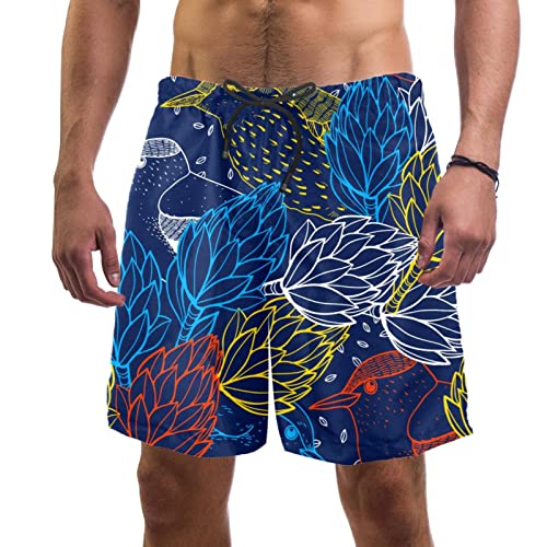 Short de bain homme Yuzheng léger et confortable imprimé oiseaux