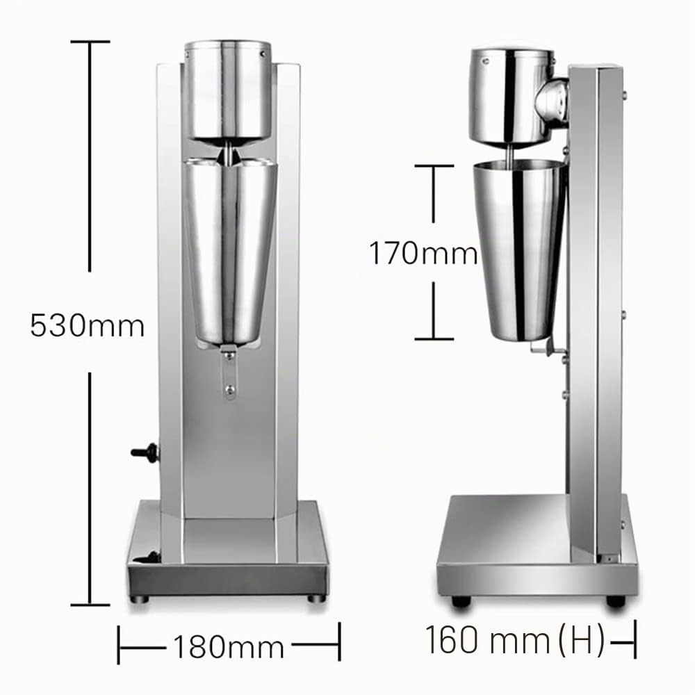 650ML Catering Elektrische Standmixer Milchshaker mit Edelstahl für Eiweiß, Gewerbliche Milchshakemaschinen (180W, 18000RPM, 220V EU Stecker)