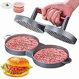Top 15 Best Hamburger Maker For Making Delicious Burgers At Home 44 DJ.KEKAO Two at a Time Round Shape Hamburger Press Aluminum Alloy Hamburger Meat Beef Grill Burger Press Food Mold Kichen Tool with 100 Pieces Waxed Papers for Cooking (Two)
