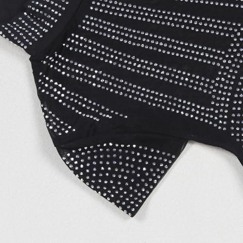 Image of Jigfar Women's Sexy Rhinestone Sheer Mesh See Through Bodycon Dress Birthday Party Club Night Outfits