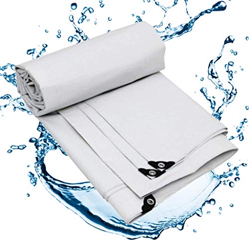 Plane Wasserdicht Mit Ösen, Für Balkon Boden Camping Pavillon Gartenmöbel Gartenlounge Kugelgrill Quadratisch Trampolin Weiß,8x6m