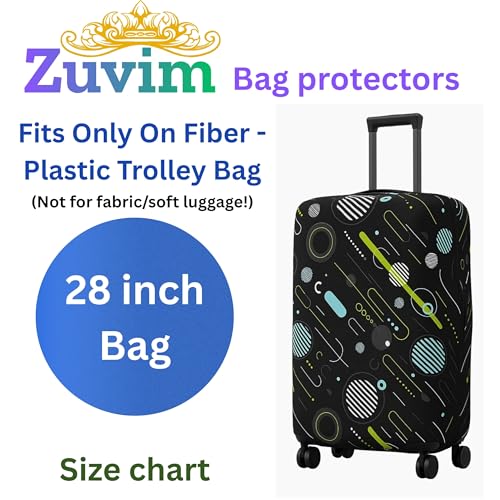 Image of Luggage Cover Trolley Covers for Suitcase Washable Dust Proof Anti-Scratch Protector Polyester Printed Stretchable Fabric Fits Fiber /Plastic Trolley Bags Only Black 28 Inch