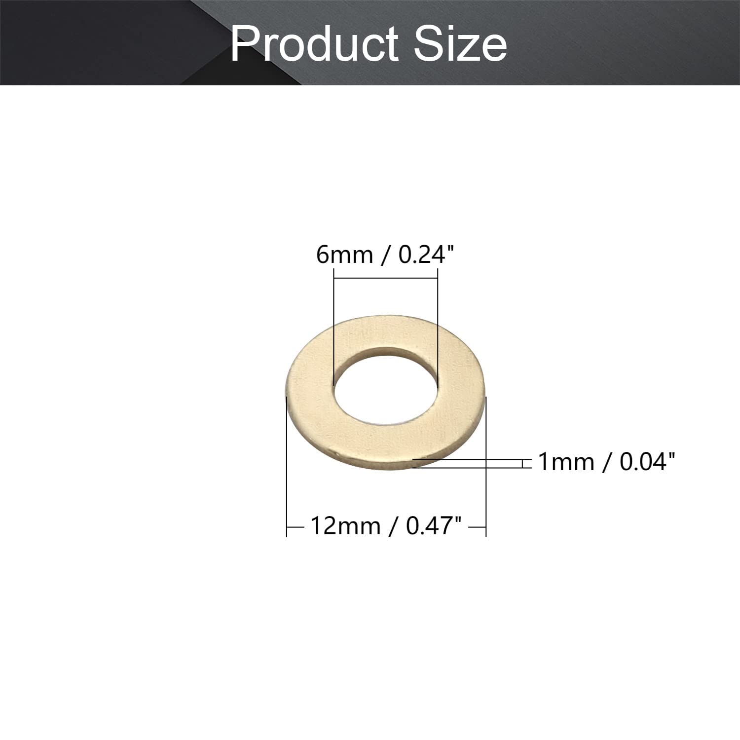 Brass Flat Washer Sealing Washers-M6 Metric Round Seal Gasket 0 24 Id X 0 47 Od X 0 06 Thickness Hardware Tool Fastener For Electrical Connections 100pcs