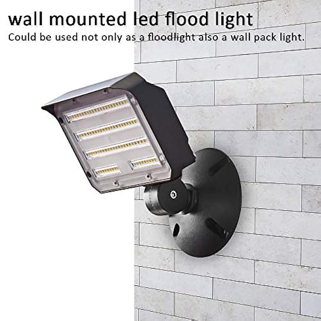 60W LED Knuckle Mount Flood Light, Outdoor Security Floodlights Fixture with Base, Dusk-to-Dawn Photocell Daylight AC100-277V 7,800lm(300W Equivalent) IP65 Waterproof for Entrance Yard(2Pack)