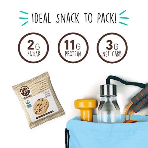 Bhu Fit Protein Cookies, Chocolate Chip - Organic, Vegan & Keto-Friendly Snack - Clean Ingredients Which Are Low Carb & Low Sugar, Grain & Gluten Free, Dairy-Free & Non-Gmo (10 Cookies) #TOP3