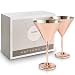 VonShef Large Copper Martini Cocktail Glasses Set, Stainless Steel, Set of 2