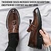Mocasines de plataforma con borlas para hombre, cómodos, punta redonda ancha, slip-on, suela de bloque baja, zapatos de vestir antideslizantes para trabajo, oficina y uso casual 6
