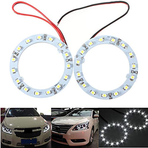 SPEDY Pair 60mm White Car Angel Eyes Lights HeadLight Halo Ring Lights 15 LEDs SMD Chip