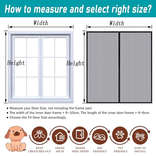 Moustiquaire porte fenetre magnetique contre insectes maille noir - 8