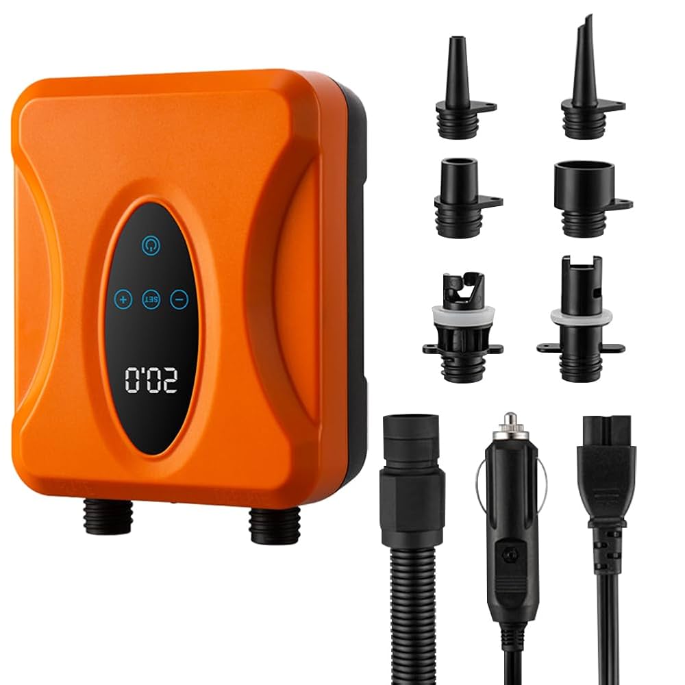10000mAh Gonfleur Electrique Paddle, Gonfleur Batterie Paddle 20PSI,Arrêt Auto Inflation/Déflation Double Étape, Connecteur Voiture 12V DC. Pour Sup, Tente Gonflable, Bateaux