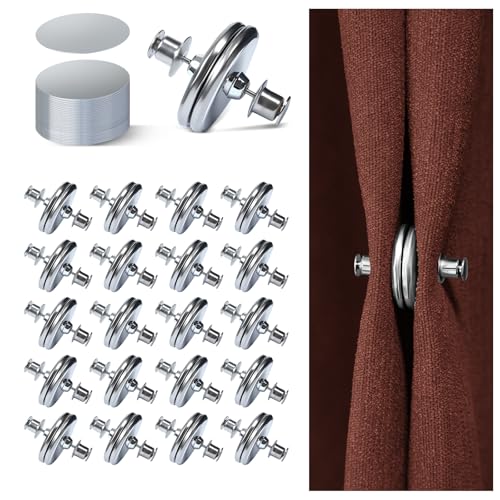 20Pairs Curtain Magnets, ZNJAVX Curtain Magnets Closure with 20pcs Self-Adhesive Patch – Strong Magnetic Curtain Clips to Keep Curtain Closed for Indoor Outdoor, Shower, Bedroom, Office