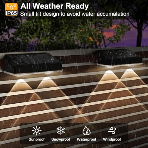 Solar Fence Lights Outdoor 8 Pack, Warm White & Cool White & 6 Colored+RGB Color Changing, High Brightness LED Spot Lens Deck Lights Dusk to Dawn for Backyard Stair Railing Patio Wall, IP65 Waterproof by Lightkeeys - Image 8