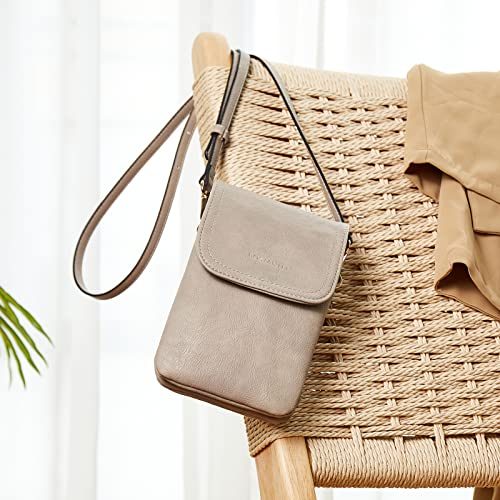 Bostanten Leather Small Crossbody Bags For Women Designer Cell Phone Bag Wallet Purses Adjustable Strap Retro Grey #TOP6