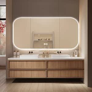 56-92IN Double Bathroom Vanity with Sink, Includes LED Mirror, Stone Countertop & Wall Mount