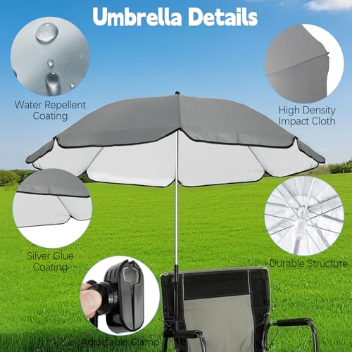 Chair Canopy Umbrella Compatible with GCI - Sunshade Attachment, Portable Umbrella for Beach Chair, with Adjustable Clamp and Easy to Install, Sun Protection for Outdoor, Beach, Camping Chairs