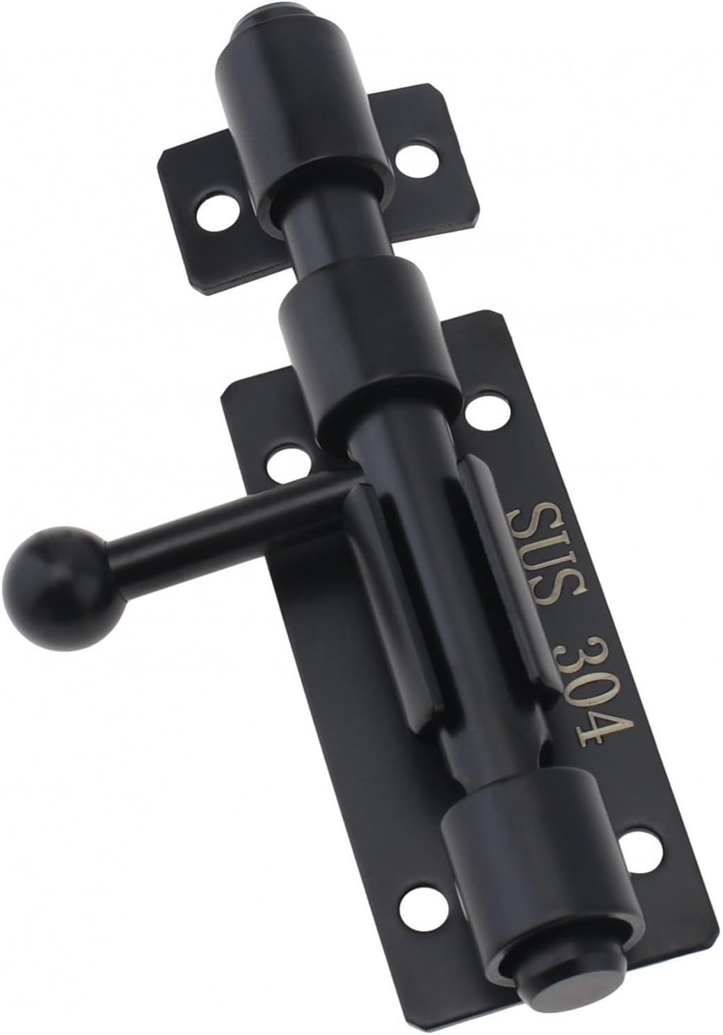 Sliding bolt door latch, Door Lock Barrel Bolt 4 inch Black 304 Stainless Steel