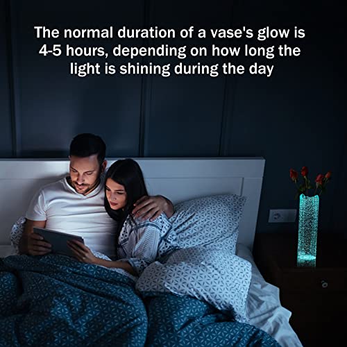 Flower Vase Self-Luminous Unique Glass Vases For Flowers Unusual Tall Glass Cylinder Vase Multi-Use: Pillar Candle, Floating Candles Holders Or Flower Vase – Perfect As A Wedding Centerpieces #TOP2