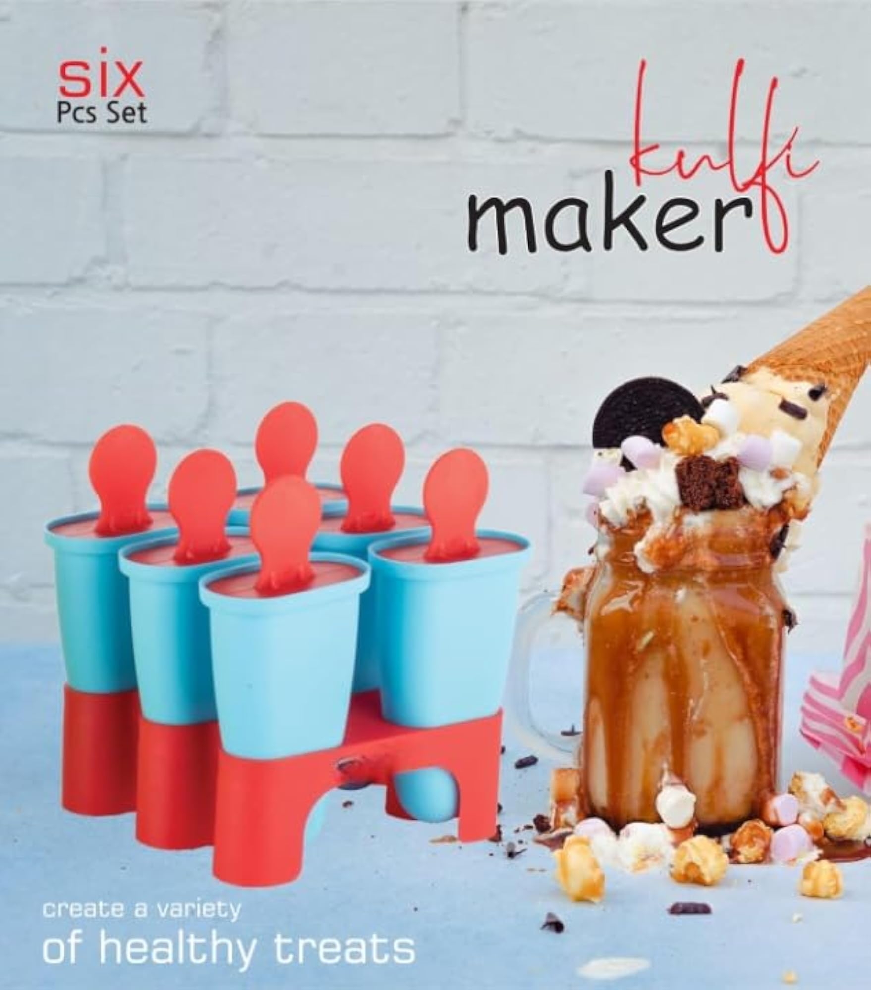 Set of 6 Plastic Reusable Ice Pop Makers, Multicolor