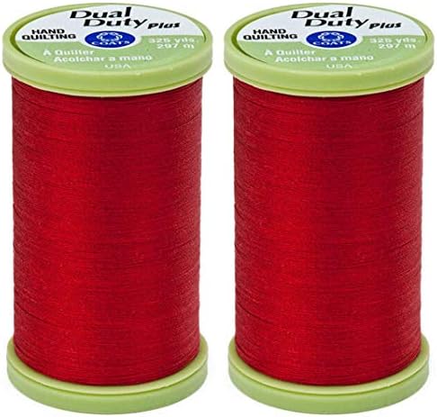 2-Pack Bundle Coats & Clark Dual Duty Plus Hand Quilting Thread 325yds Red s960-2250