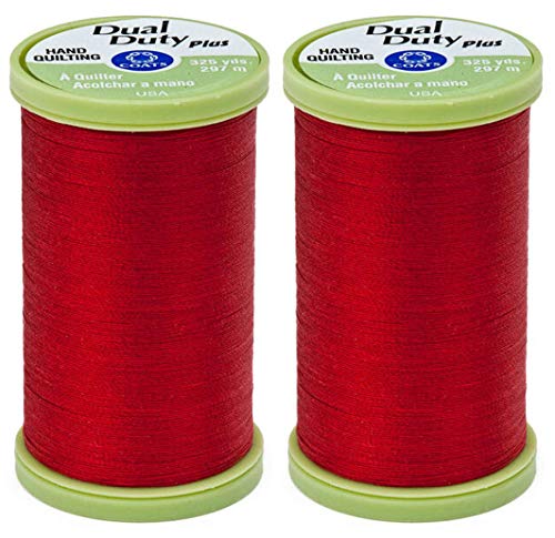 2-Pack Bundle Coats & Clark Dual Duty Plus Hand Quilting Thread 325Yds Red S960-2250 #TOP4