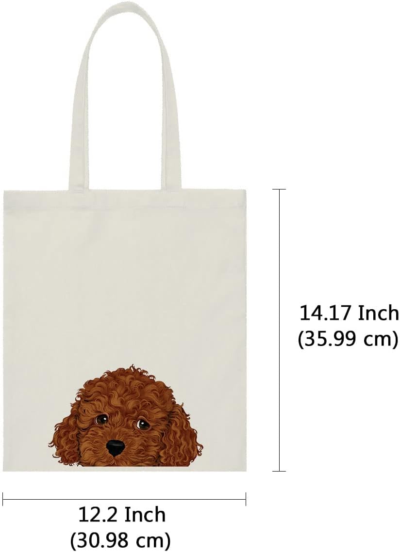 WIRESTER Canvas Tote Bag for Women & Girls - Beach, Grocery & Travel Tote - Cute Dog image 5