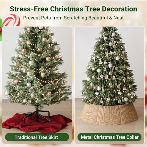 ELYKEN 42 Inch Large Christmas Tree Collar, Rustic Xmas Tree Basket for Artificial Trees, Rustic Farmhouse Basket for Tree Base Cover with Cord Cut-Out for Pencil Silm Trees Xmas Holiday Decor by ELYKEN - Image 6
