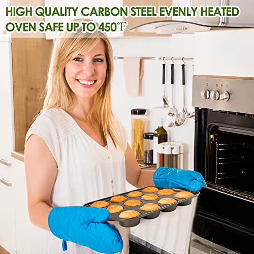 Cyimi Muffin Pan 12 Cup With Removable Bottom,Nonstick Cupcake Pans For Baking,Mini Muffin Cheesecake Tin For Oven, 12 Cavity Premium Carbon Steel Bakeware For Bite Size Tarts #TOP6