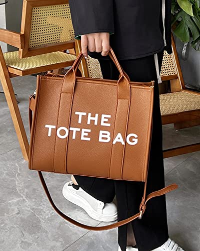 Negbiu The Tote Bag For Women, Pu Leather Tote Bag, Shoulder, Crossbody, Or Handheld Bag For School, Office, Travel (10.6X13X6.3In) (Brown) #TOP5