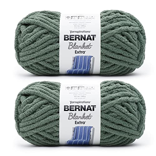 Bernat Blanket Extra Smoky Green Yarn - 2 Pack of 300g/10.5oz - Polyester - 7 Jumbo - 97 Yards - Knitting/Crochet by Bernat - Used condition - US$17.08