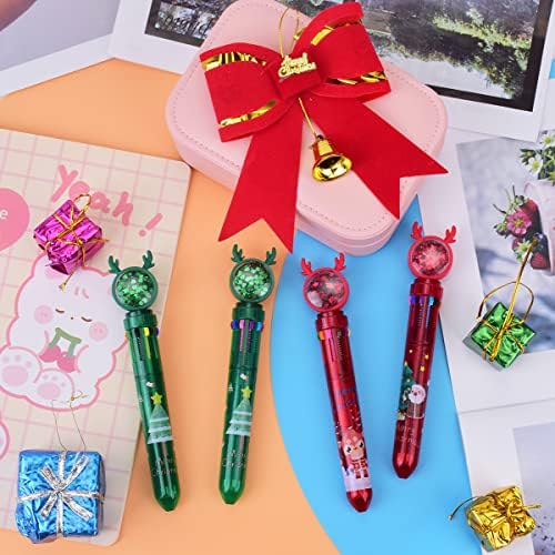 Eyourlife 8Pack 10-in-1 Retractable Ballpoint Pens, Sequin Colorful Hand Account Pen Christmas Themed Ballpoint Pen for School Office Supplies Students