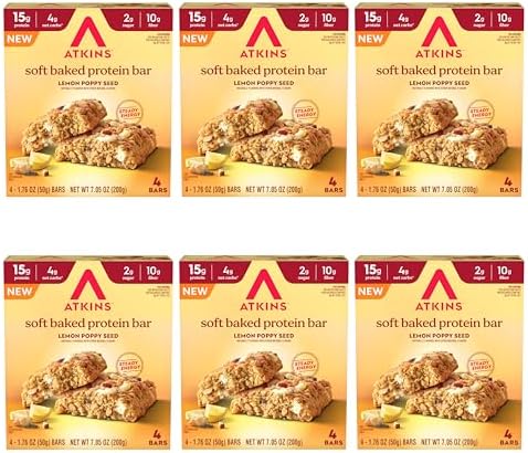 Atkins Soft Baked High Protein Bars, Lemon Poppy Seed Flavor, 15g...