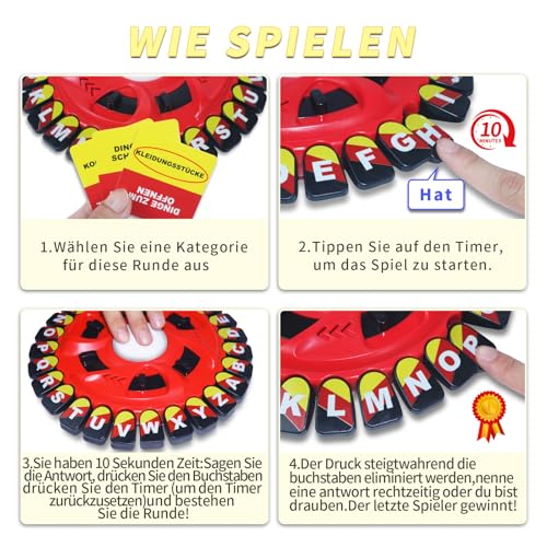 Juxtaposia Rasende Wörter Deutsch,Buchstaben Spiel für Familienabende, Partys und Spieleabende,Wortspiel für 2-8 Spieler ab 8 Jahren, mit kompaktem Design und variablen Schwierigkeitsstufen. – Bild 4