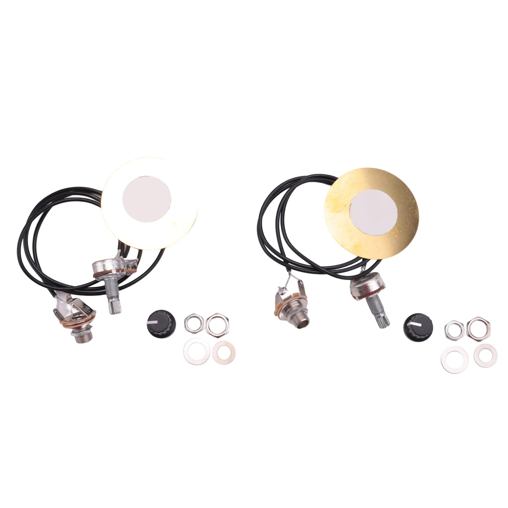2 PièCes 50MM Pickup Piezo Amplificateur PréCâblé à Transducteur avec 6,35 MmSortie Jack pour Guitare Acoustique Ukulele BoîTe à Cigares Guitare