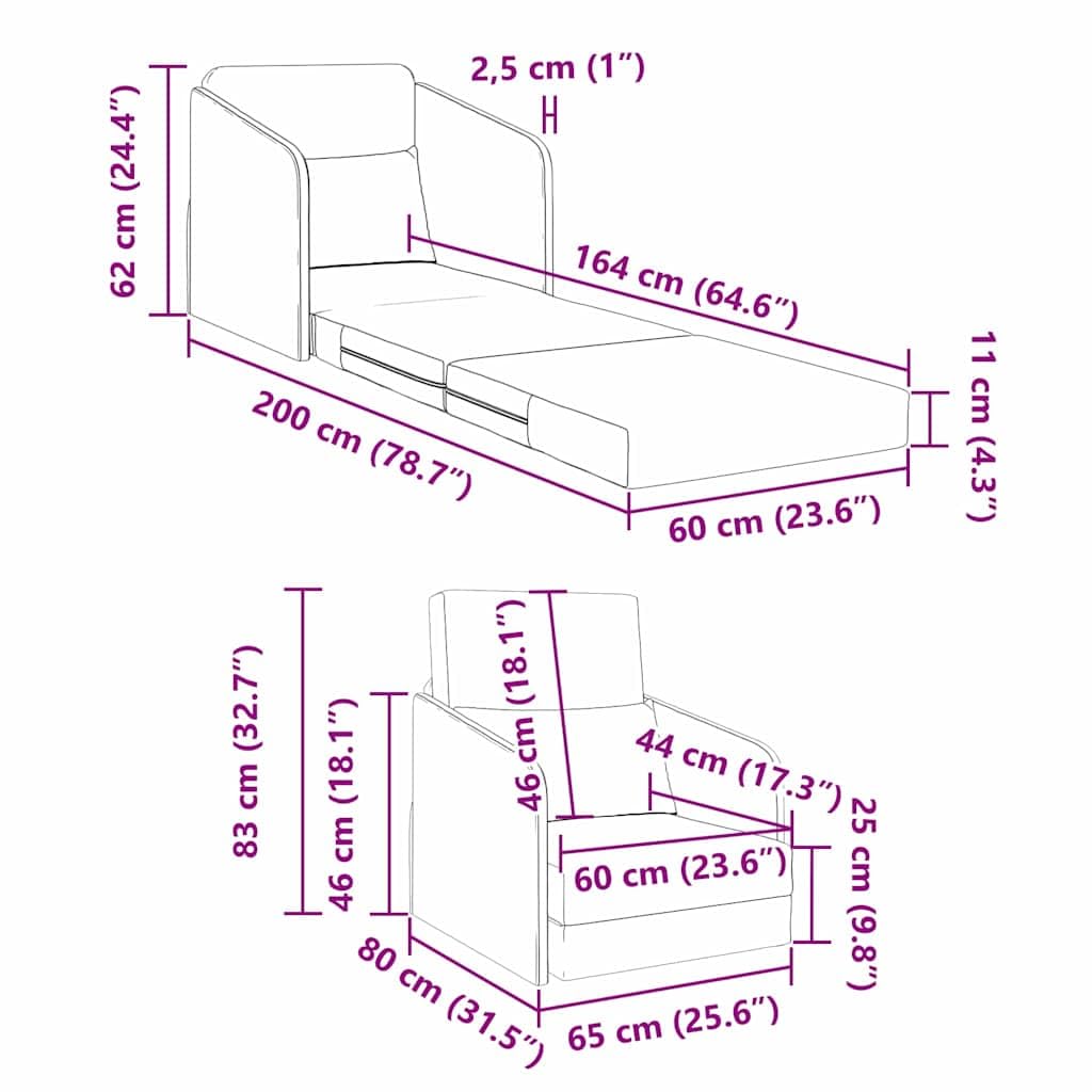 Canapé-lit en velours rouge vin 65 x 80 x 83 cm avec coussin et accoudoir, meuble rembourré polyvalent pour salon, chambre d'amis, bureau, idéal pour s'asseoir, se coucher, se détendre et