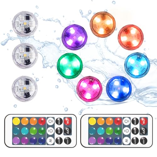 RGB Halloween Pumpkin Lights Submersible Mini LED Jack O Lantern with Remote, Underwater Flameless Candles Tea Light for Wedding Party, Vase, Christmas Easter Decoration - 10 Pack