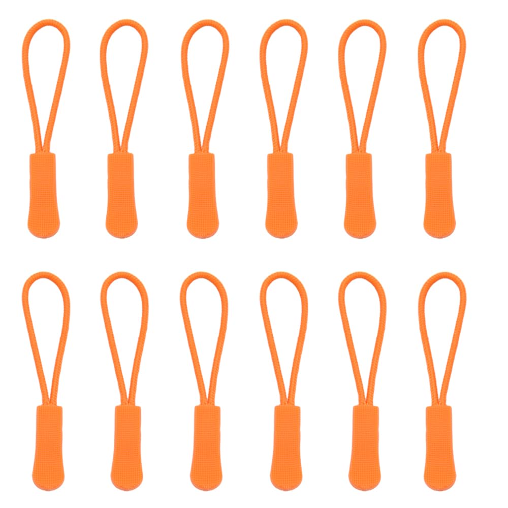 Yosawa 50 Pieces Zipper Pull Replacement，Nylon Zipper Tags Cord，Zipper Pull Puller for Jackets，Backpacks, Luggage, Purses, Handbags(Orange)