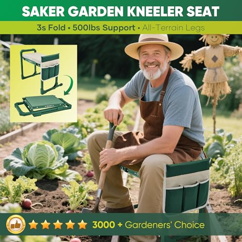 Saker Garden Kneeler and Seat Foldable Gardening Stool with Extendable Legs & Thickened Pad, Tool, Heavy Duty 500lbs Support for Elderly, Gardening, Outdoor Use - Thumbnail 2