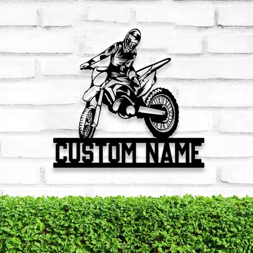 Image of Custom Motorcycle Dirt Bike Metal Wall With LEDLight, Custom Motorbike Name, Gift For Motorcycle Lovers, Wall Hanging, Home Decor, Birthday Xmas Gift