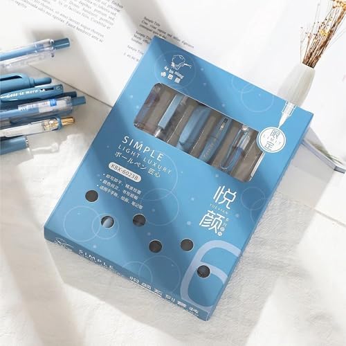 Image of 6 in 1 Aesthetic Gel Pen Set Pastel Cute Pens for Girls Korean Kawaii Stationery Fancy Colored Office Supplies Blue Ink Gift Pack