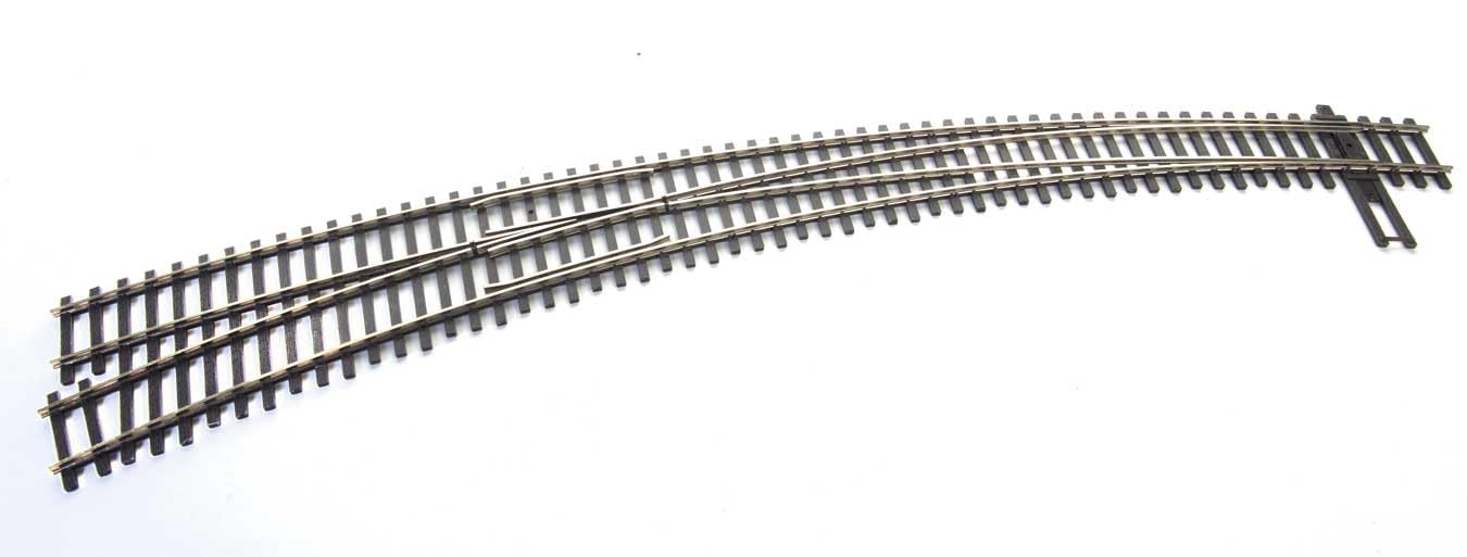 Walthers Mainline 948-83063 HO Scale Code 83 Nickel Silver DCC-Friendly Curved Turnout - 24 and 28