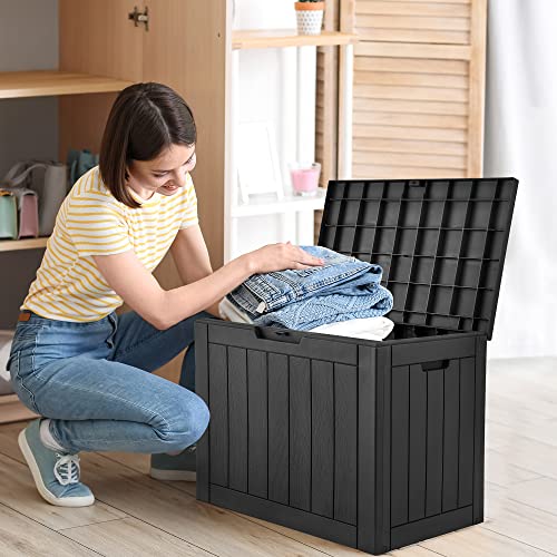 Yitahome 30 Gallon Deck Box, Outdoor Storage Box For Patio Furniture, Pool Accessories, Cushions, Garden Tools And Outdoor, Waterproof Resin With Lockable Lid And Side Handles (Black) #TOP1