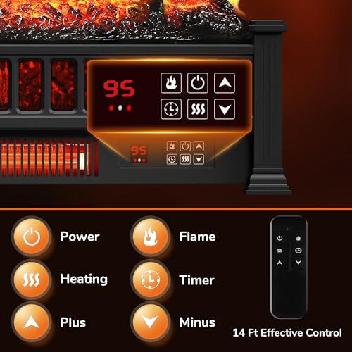 Image of Riseon 23 inch Electric Fireplace Logs Inserts Heater with Remote Control