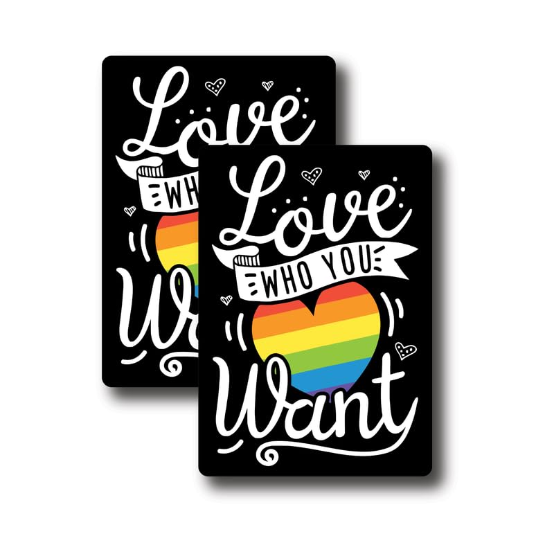 Autocollants vinyle amusants Love Who You Want lot de 2 stickers de 12,7 cm pour auto FHJ1042