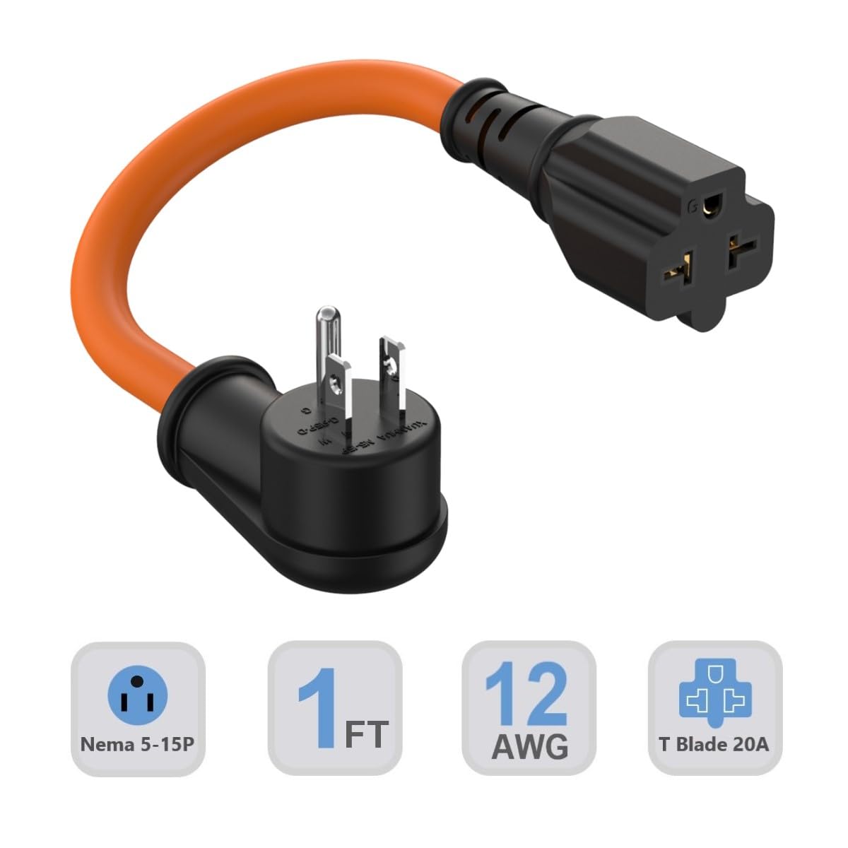 【新品・未使用】ONE WAY GT 13 COMP MAG 115cm Amazon.com: 1FT 12AWG Right-Angle 15 Amp to 20 Amp Plug Adapter