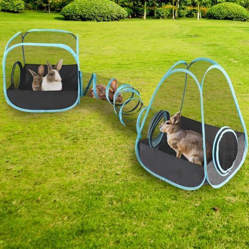 YUEPET Outdoor Visual Rabbit Tunnel Toys Pop up Bunny Enclosure Hideout Portable Cube Tent Collapsible Small Animal Playpen for Indoor Rabbit Guinea Pig Ferret Hamster Kitten Exercising Hiding Playing