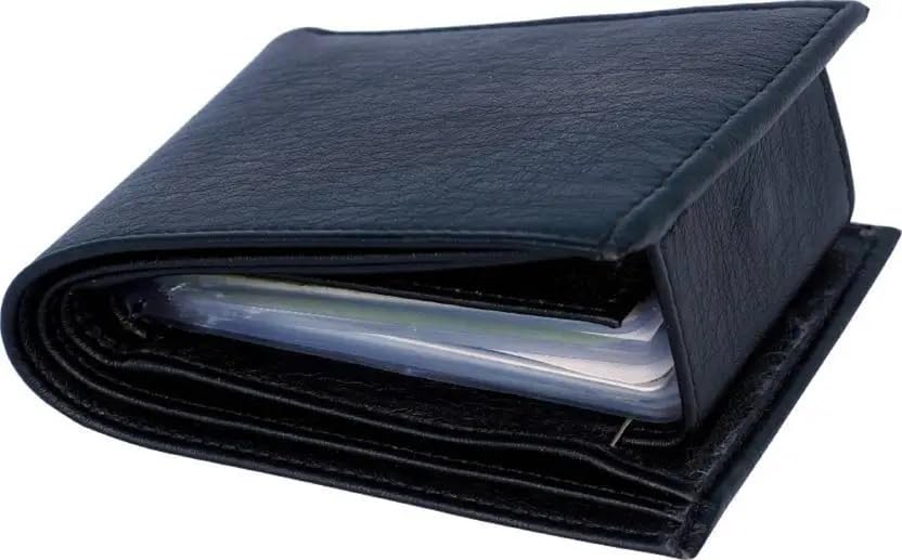 Premium Black Leather Bifold Wallet for Men, Multi Card Slots, RFID Protected, Slim Design with Photo Holder, Classic Style-image-42