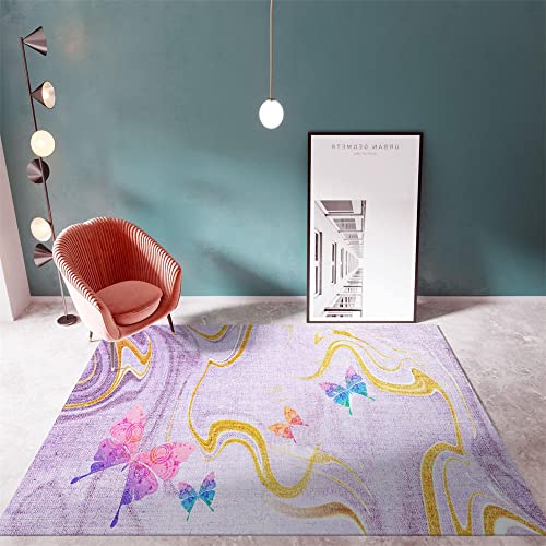 Tapis motif de papillon vert jaune violet doré graphique abstrait 160x210 - 2