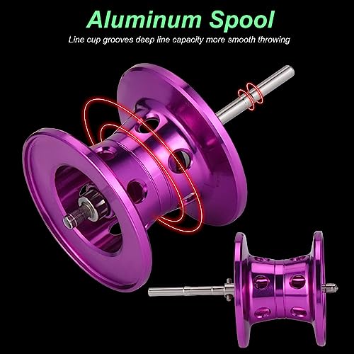 Image of Sougayilang Baitcasting Reels, Smooth Casting Reel with Magnetic Braking System Bright Color Baitcaster Reel-Purple-Right Handed