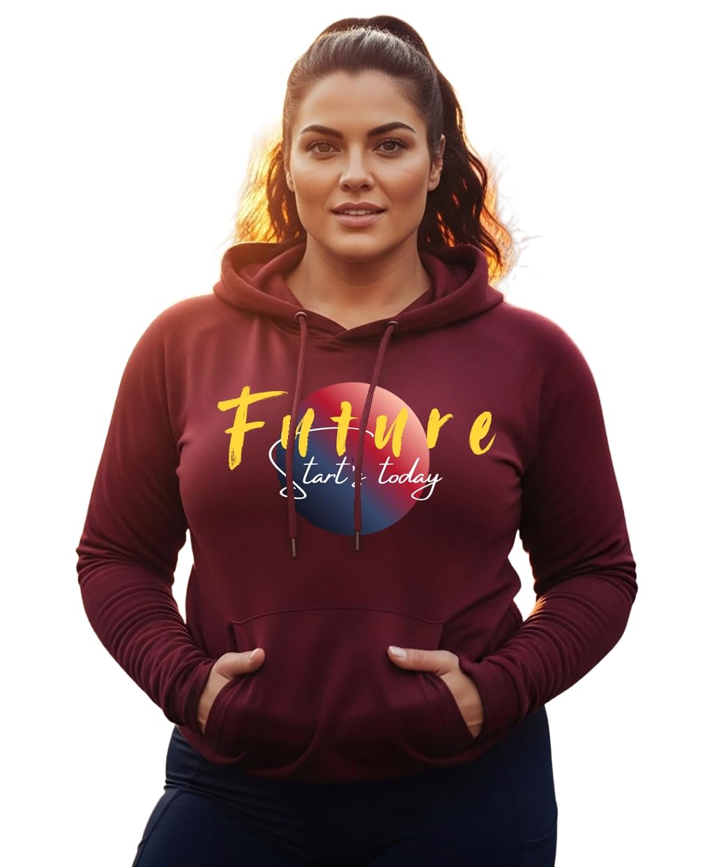 Women's Cotton Fleece Maroon Full Sleeve Graphic Printed Plus Size Hooded Sweatshirt | 2XL, 3XL, 4XL, 5XL Hoodies for Womens Winter Wear | 773-image-47