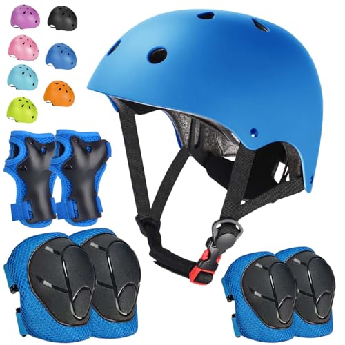 Kids Bike Helmet Set Adjustable Helmet for Ages 3-15 Kids Toddler Boys Girls Youth, Multi-Sport Bicycle Skateboarding Football Rollerskating Scooter Rollerblade Balance Bike Helmets